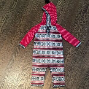 Hanna Andersson baby holiday romper black, red and white sweater material